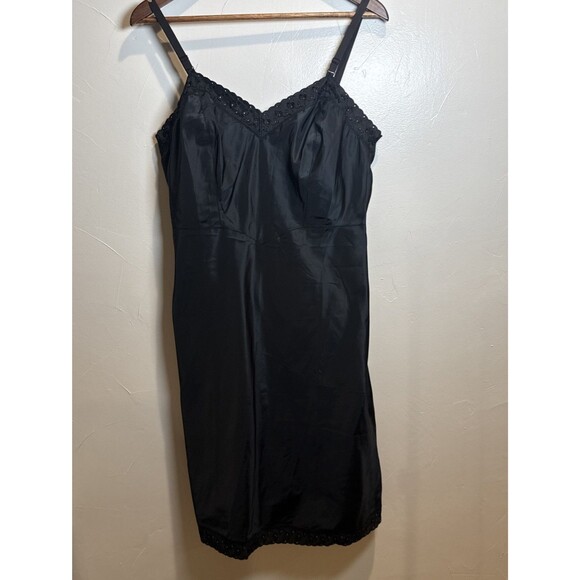 Barbizon Ariel Black Full Slip Tafredda Size 16 1/2 1950s 1960s Vintage - Picture 1 of 16